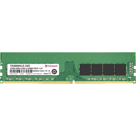 Transcend TS2666HLE-32G Internminne Desktop Modul 32 GB 1 x 32 GB DDR4 2666 MHz CL19