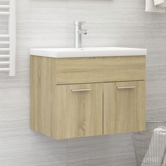 vidaXL Tvättställsskåp sonoma-ek 60x38,5x46 cm spånskiva