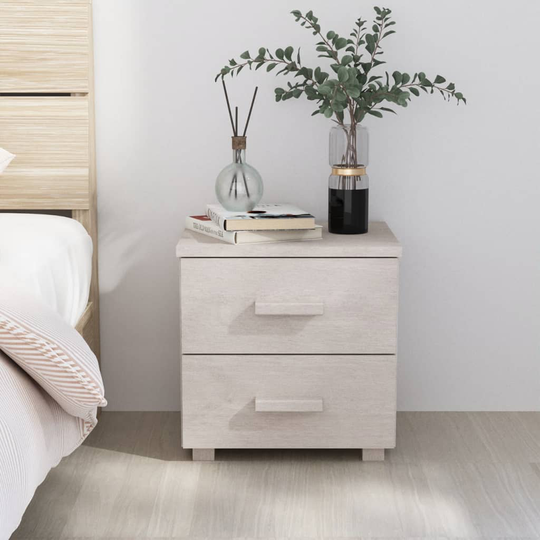 vidaXL Sängbord vit 40x35x44,5 cm massiv furu