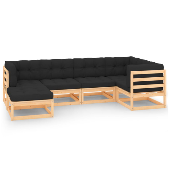 vidaXL Loungegrupp med dynor 6 delar massiv furu