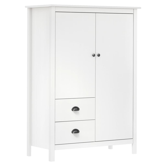 vidaXL Garderob 2 dörrar Hill Range vit 99x45x137 cm massiv furu