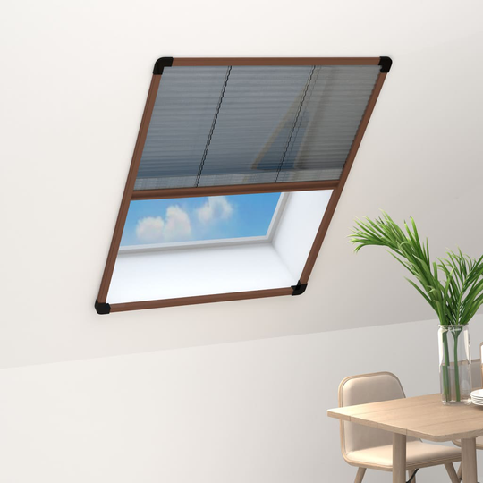 vidaXL Plisserat insektsnät för fönster aluminium brun 60x160 cm