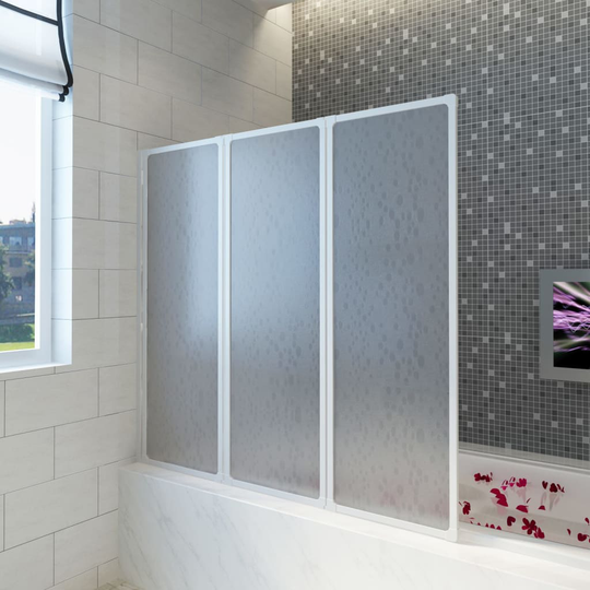 vidaXL Duschvägg vikbar Vit 3-paneler 141x132 cm