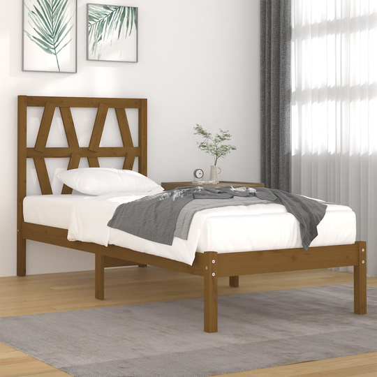 vidaXL Sängram honungsbrun massiv furu 75x190 cm liten enkelsäng