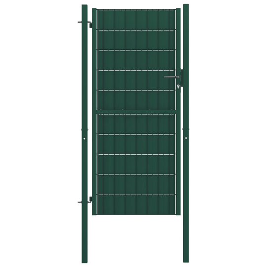 vidaXL Trädgårdsgrind PVC och stål 100x204 cm grön