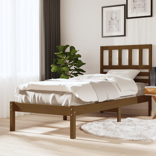 vidaXL Sängram honungsbrun massiv furu 75x190 cm liten enkelsäng
