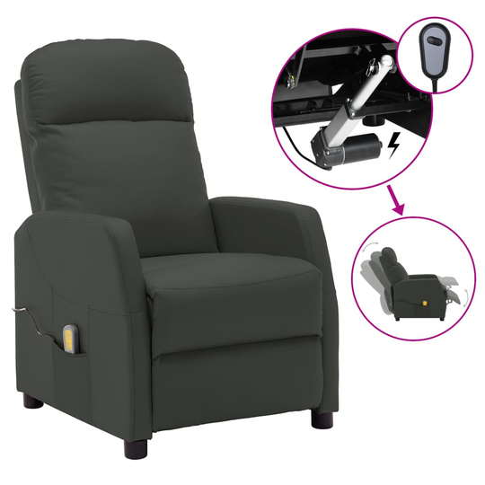 vidaXL Elektrisk massagefåtölj antracit konstläder
