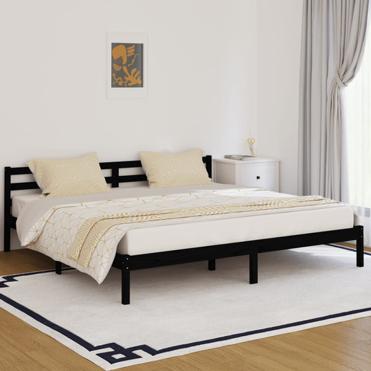 vidaXL Sängram massiv furu 200x200 cm svart