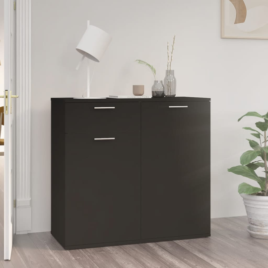 vidaXL Skänk svart 80x36x75 cm spånskiva