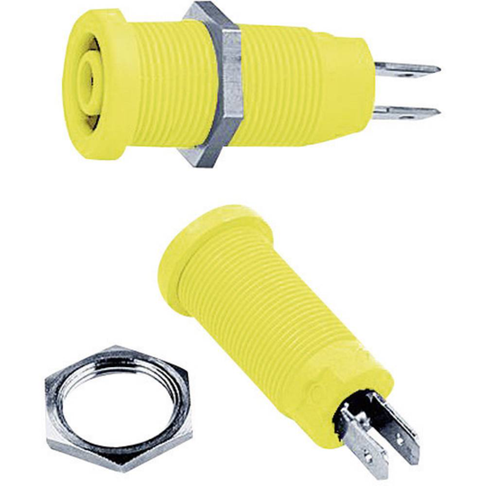 Stäubli XEB-1R Säkerhets Labhylsa Hona inbyggd vertikal Stift-Ø: 4 mm Grön, Gul 1 st
