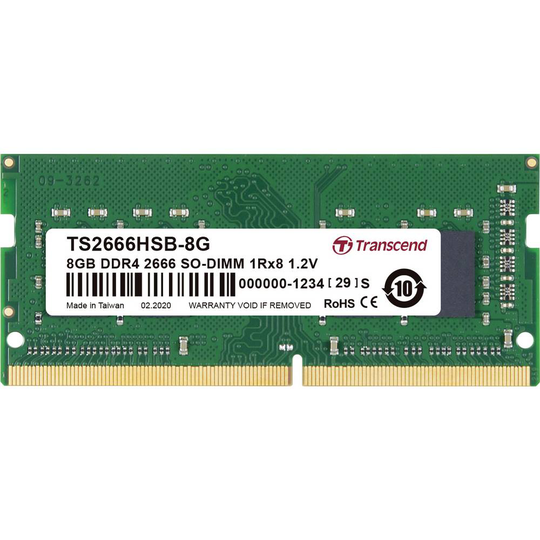 Transcend TS2666HSB-8G Internminne Laptop Modul 8 GB 1 x 8 GB DDR4 2666 MHz CL19