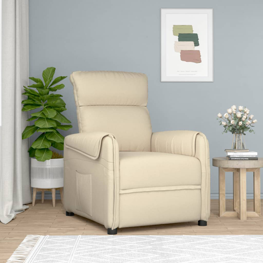vidaXL Reclinerfåtölj gräddvit tyg
