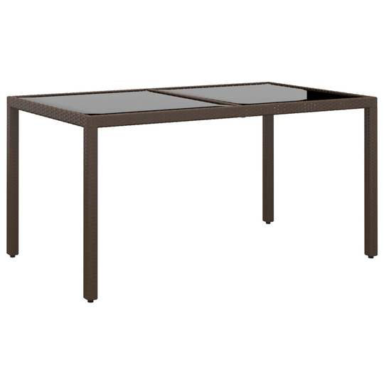 vidaXL Utebord 150x90x75 cm Härdat glas och konstrotting brun