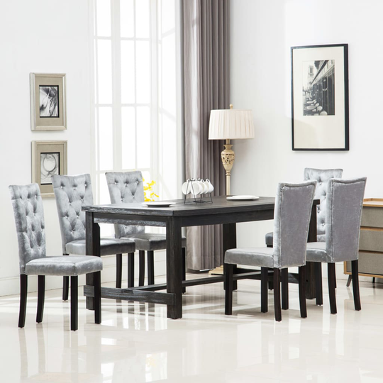 vidaXL Matstolar 6 st silver sammet