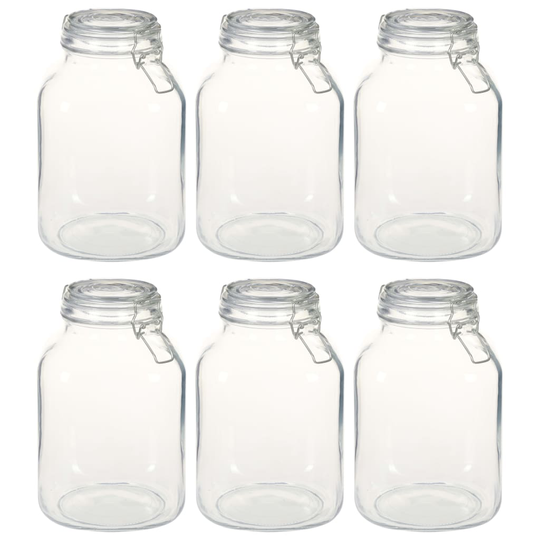 vidaXL Glasburkar med lock 6 st 3 L