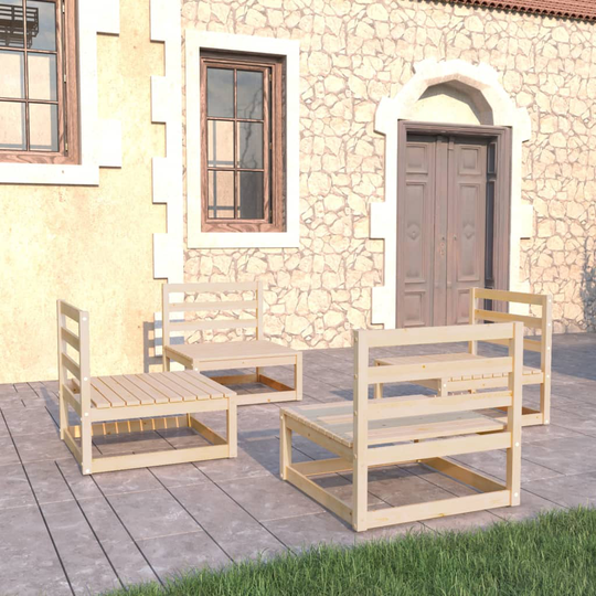 vidaXL Loungegrupp 4 delar massiv furu
