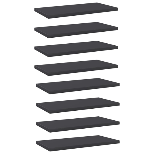 vidaXL Hyllplan 8 st grå 40x20x1,5 cm spånskiva