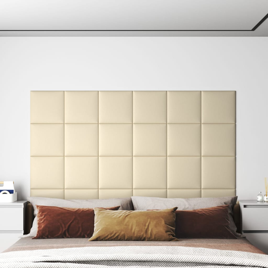 vidaXL Väggpaneler 12 st gräddvit 30x30 cm konstläder 1,08 m²