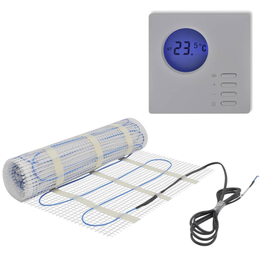 Golvvärmematta 10 m² 200 W/m² med digital termostat
