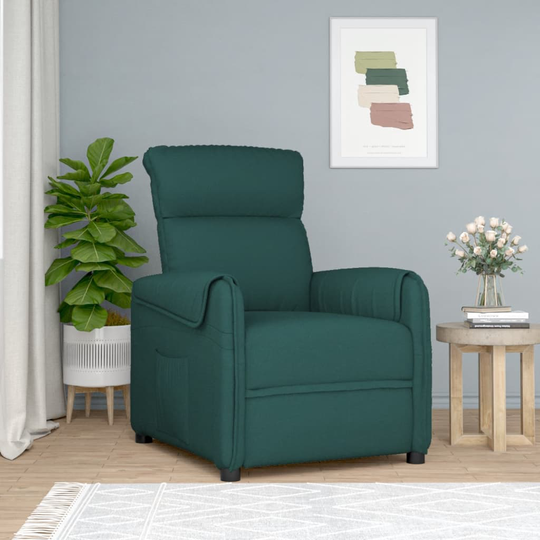 vidaXL Reclinerfåtölj mörkgrön tyg