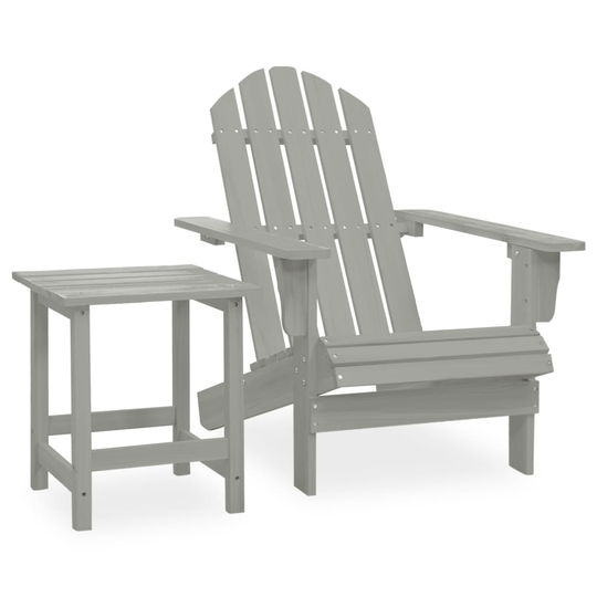 vidaXL Adirondackstol med bord massivt granträ grå
