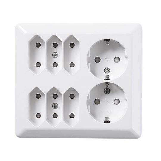 Elko EKO07482 Vägguttag renvit, 6 euro, 2 schuko