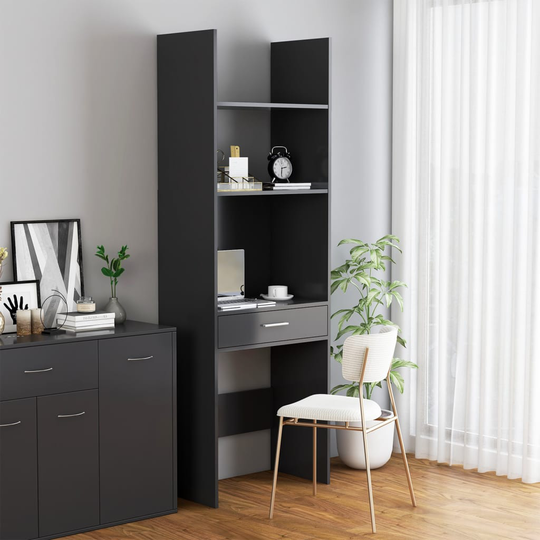 vidaXL Bokhylla grå 60x35x180 cm spånskiva