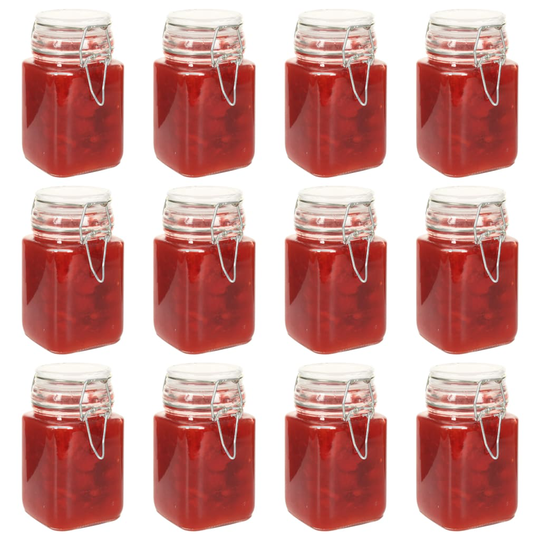vidaXL Syltburkar i glas med lock 12 st 260 ml