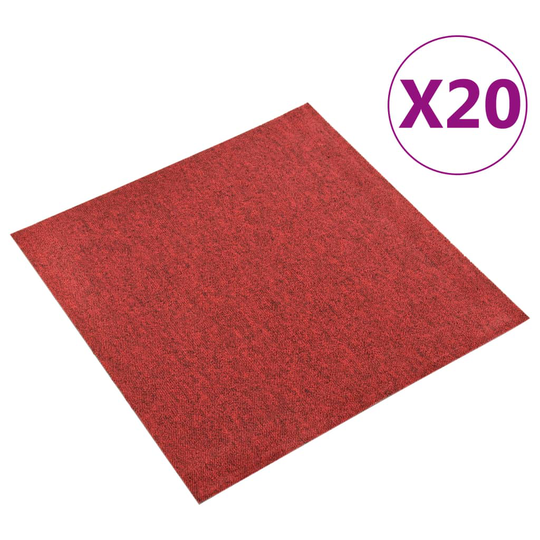 vidaXL Textilplattor 20 st 5 m² 50x50 cm röd