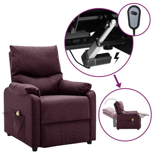 vidaXL Elektrisk massagefåtölj lila tyg