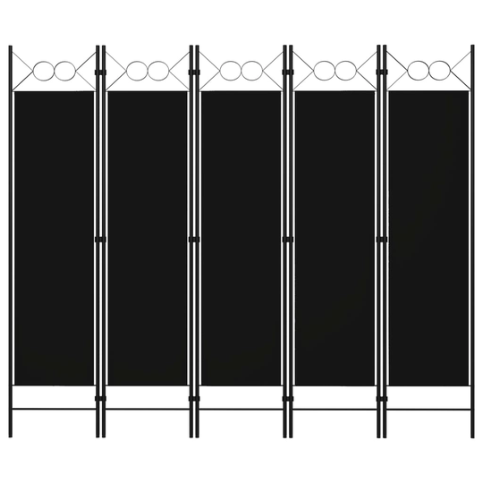vidaXL Rumsavdelare 5 paneler svart 200x180 cm