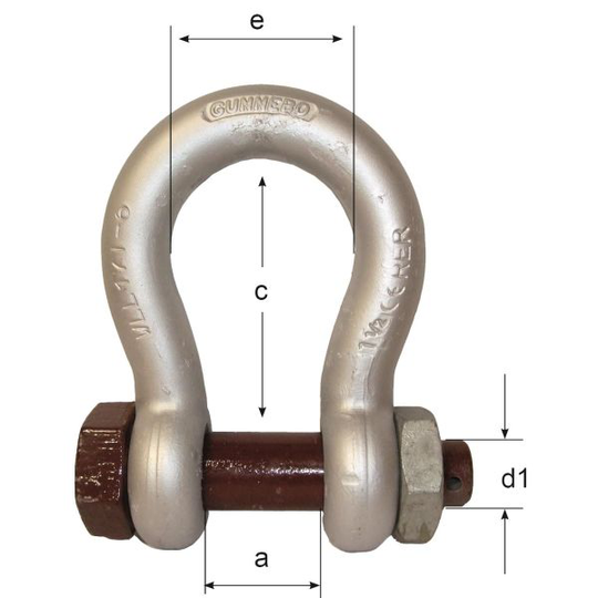 Gunnebo A085508 Lyrschackel skruvbult/mutter, klass 6 Ø10 mm, 0,75T