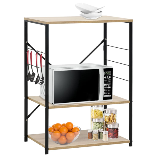 vidaXL Hylla för mikrovågsugn svart och ek 60x39,6x79,5 cm spånskiva