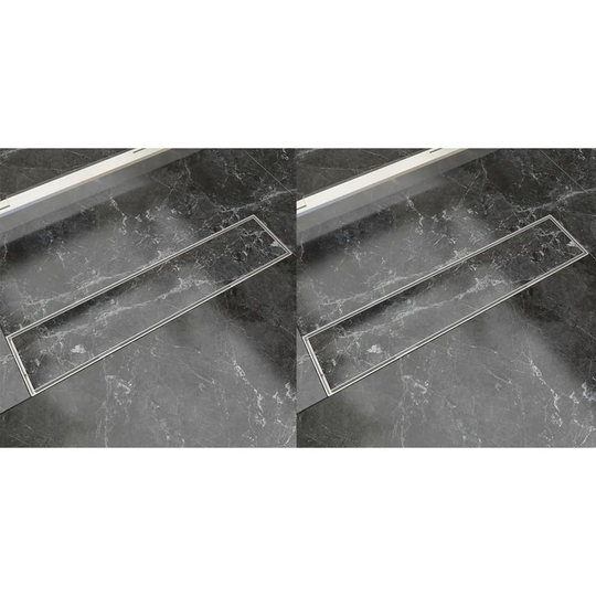 vidaXL Avlång golvbrunn 2 st rostfritt stål 530x140 mm