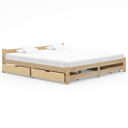 vidaXL Sängram med 4 lådor massiv furu 200x200 cm