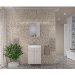 Möbelpaket Imola 55 - Vit/Beige med spegelskåp