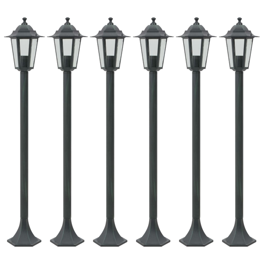 vidaXL Lyktstolpar för trädgård 6 st E27 110 cm aluminium mörkgrön