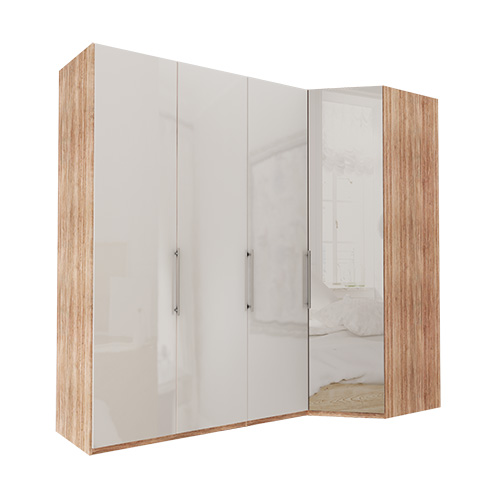 Garderob Atlanta - Ljus rustik ek 150 cm, 216 cm, Hörn