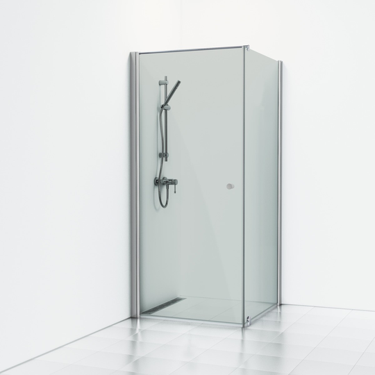 Svedbergs Duschhörn Skoga Fast Vägg/dörr 70X93 - Rökglas Alu blank