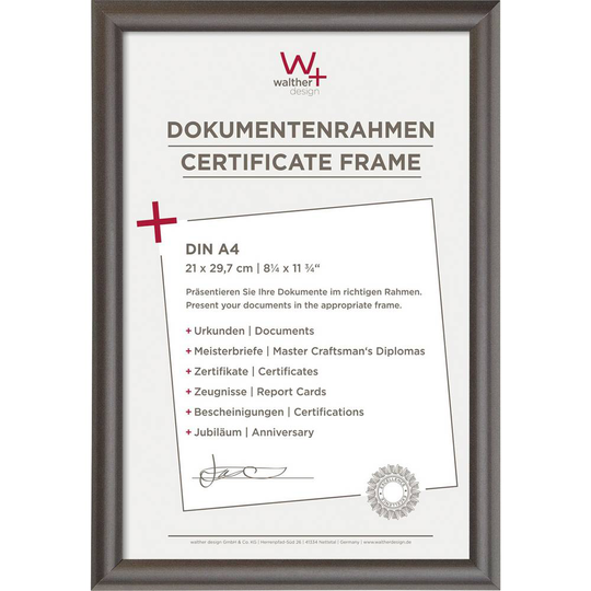 walther+ design Växelram akryl KP130D Pappersformat: DIN A4 Antracit