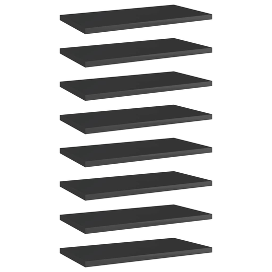 vidaXL Hyllplan 8 st svart högglans 40x20x1,5 cm spånskiva