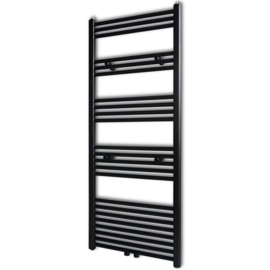 Handdukstork centralvärme element rak svart 600 x 1424 mm