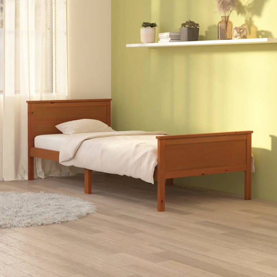 vidaXL Sängram honungsbrun massiv furu 100x200 cm