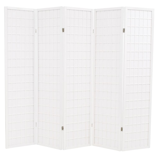 vidaXL Rumsavdelare med 5 paneler japansk stil 200x170 cm vit