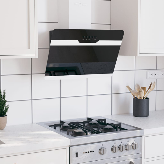 vidaXL Köksfläkt 60 cm stål och härdat glas svart