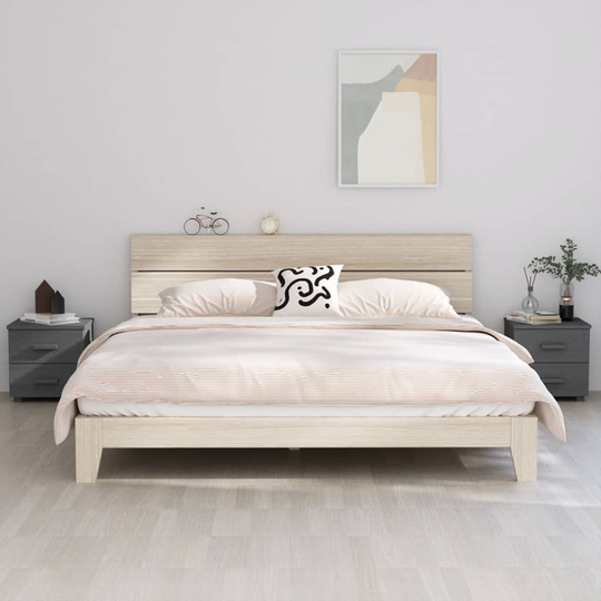 vidaXL Sängbord 2 st mörkgrå 40x35x44,5 cm massiv furu