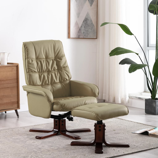 vidaXL Reclinerfåtölj med fotpall cappuccino konstläder