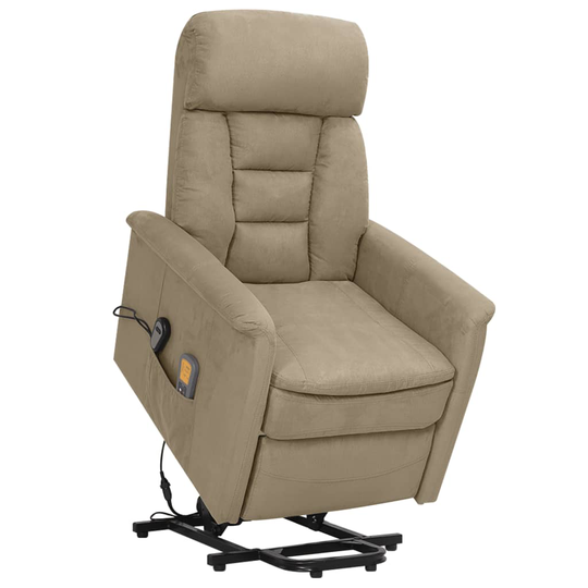 vidaXL Massagefåtölj med uppresningshjälp ljusgrå mikrofibertyg