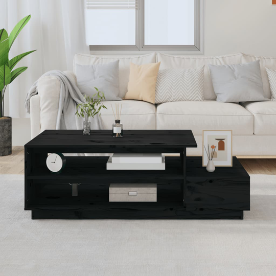 vidaXL Soffbord svart 120x50x40,5 cm massiv furu