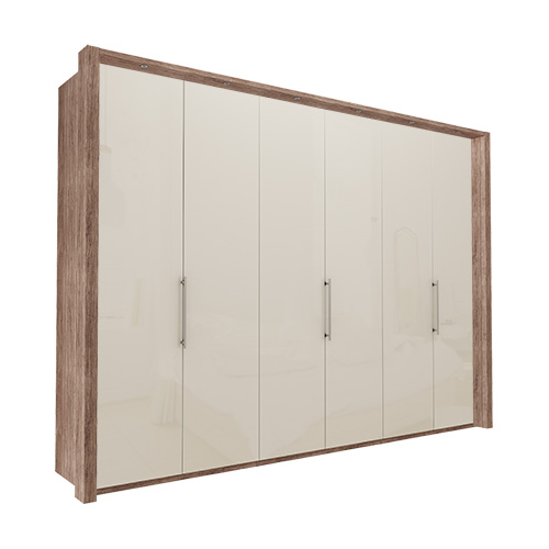 Garderob Atlanta - Mörk rustik ek 300 cm, 216 cm, Med ram